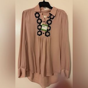 Kate Spade Daisy lace silk shirt size L